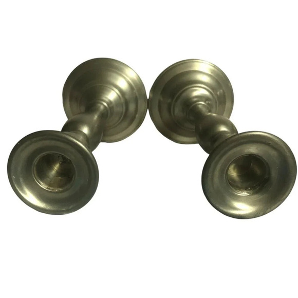 Vintage OLD SAYBROOK 8” Pair Candle Sticks Holders Set of 2 Pewter Collectibles - Picture 9 of 12